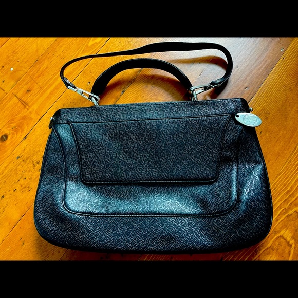 RODO black leather shoulder bag. Wore once. Pristine. Silver tone hardware. - Picture 1 of 5